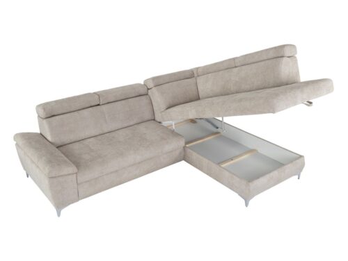 Dešinioji kampinė sofa RAUL, išskleidžiama, su smėlio spalvos skyriumi