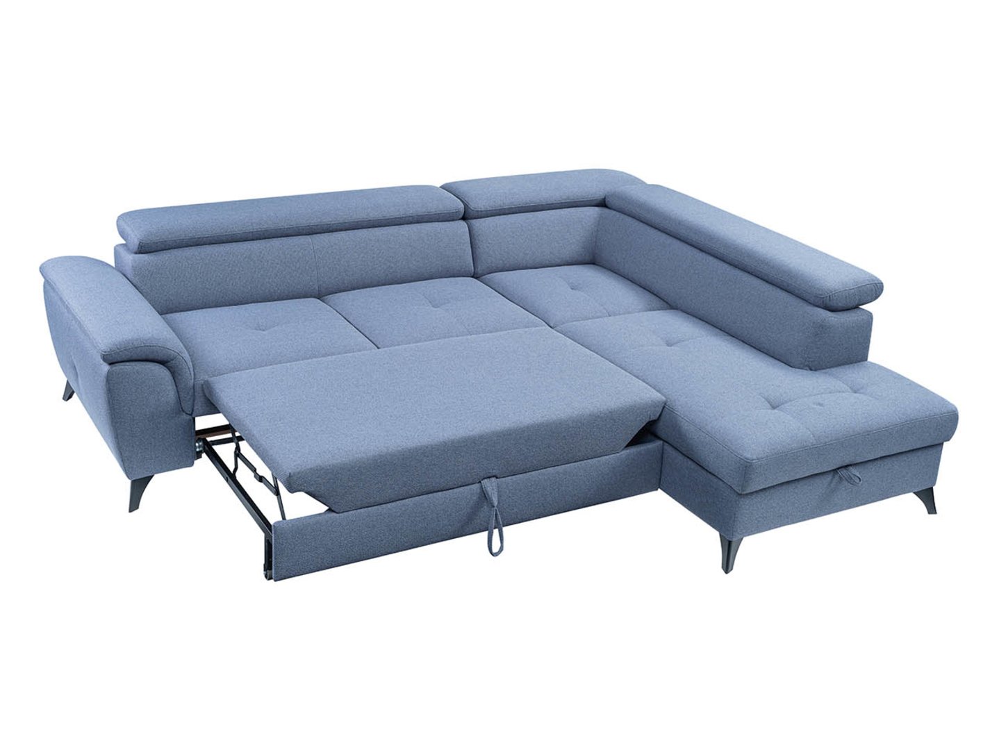 Dešinė išskleidžiama kampinė sofa su indu Aldeia Barell 74 mėlyna