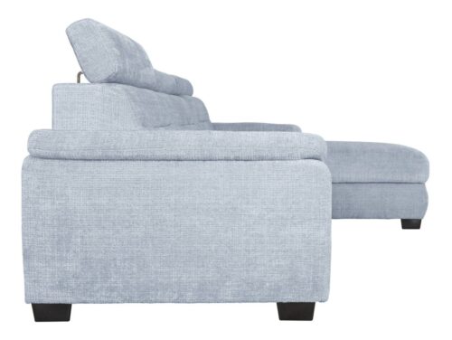 Dešinė išskleidžiama kampinė sofa su daiktadėže AGUDA, mėlyna