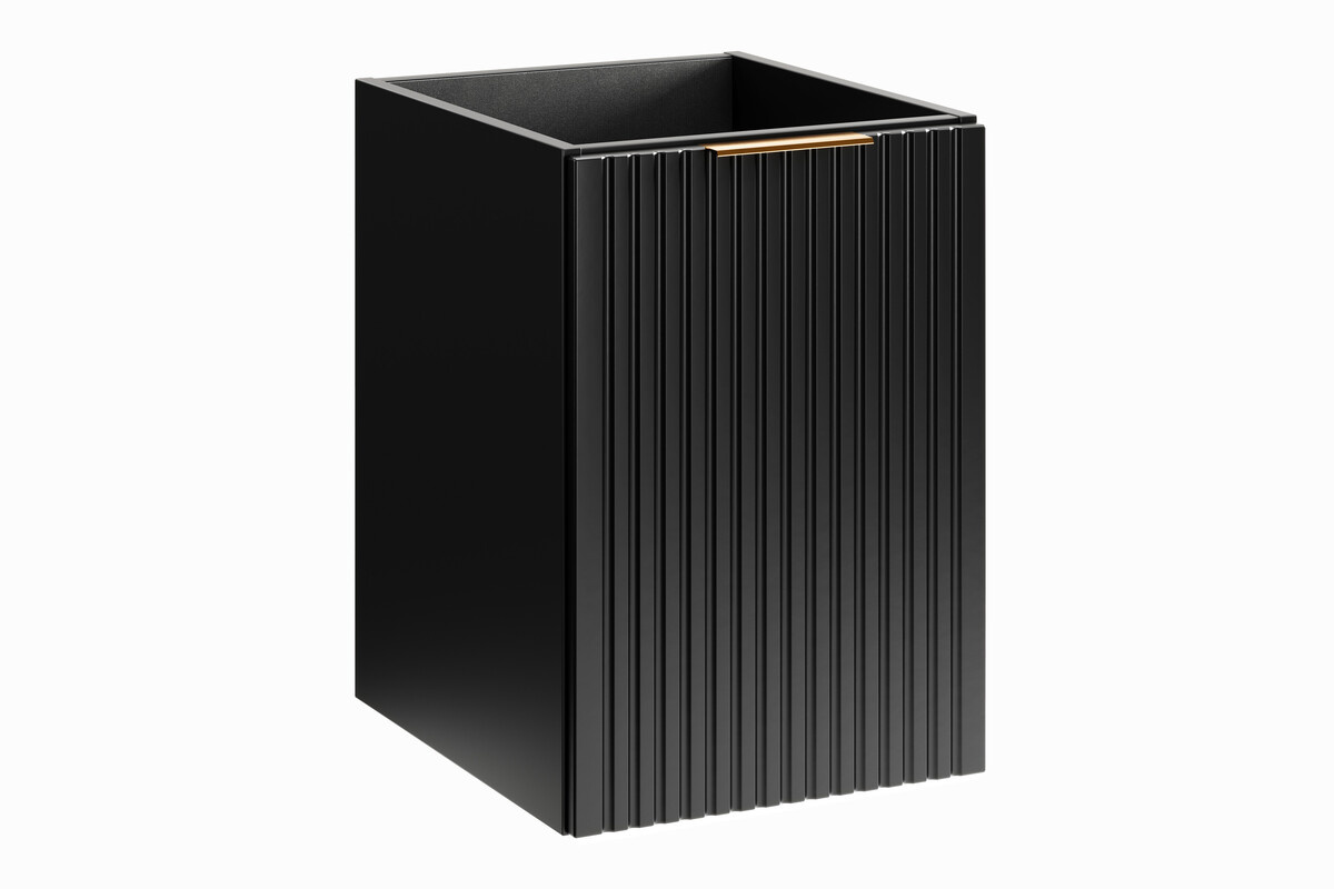 Adel juoda stalviršio spintelė, 40 cm, 1 durys, su skalbinių krepšiu