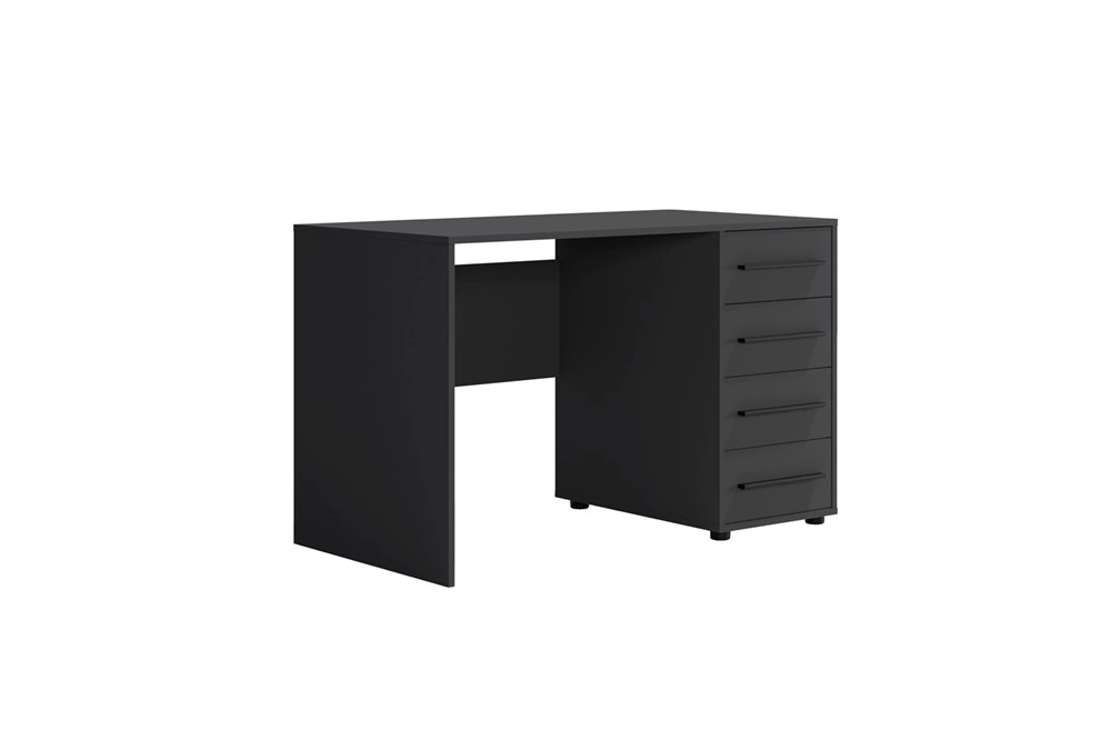 „Maxione“ rašomasis stalas, 120 cm, juodas, modernus, universalaus dizaino stalas su stalčiais, puikiai tiks paauglio kambaryje ar biure