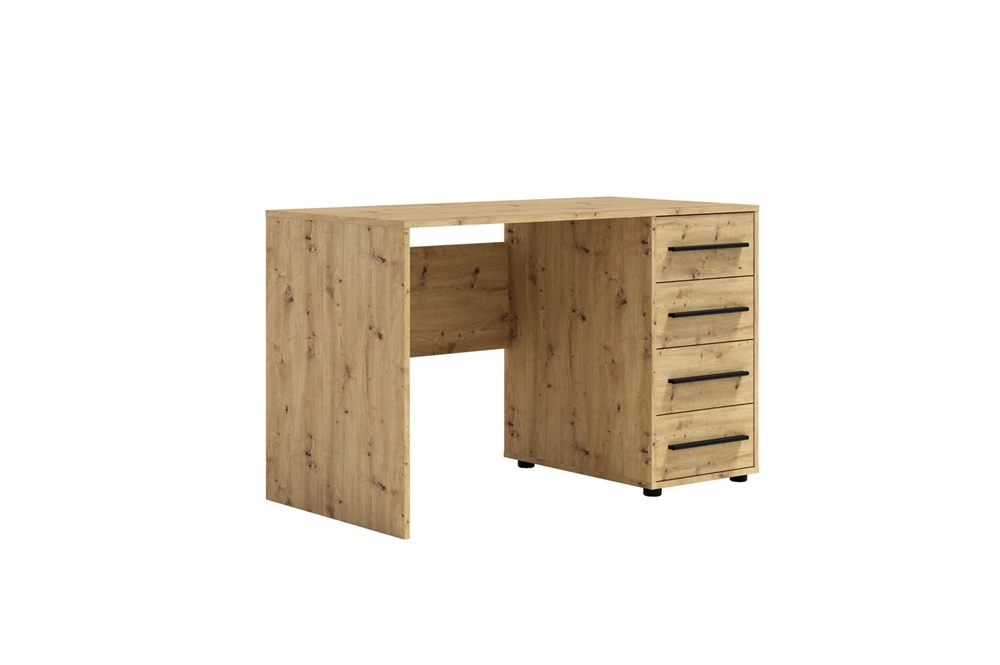 „Maxione“ rašomasis stalas, 120 cm, meniško ąžuolo, modernus stalas su stalčiais, universalus dizainas, puikiai tinkantis paauglio kambariui ar biurui