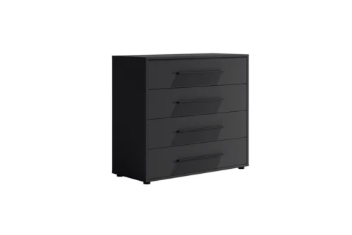 „Maxione“ komoda, 99 cm, juoda, minimalistinio dizaino, klasikinės formos, puikiai tinka svetainei ar poilsio kambariui