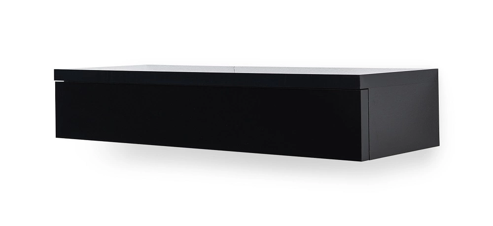 „Navene“ pakabinama konsolė 100 cm, juodai blizgi, funkcionalus ir universalus svetainės, prieškambario ar biuro papildymas