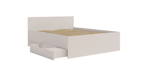 „Maxione“ lova 160×200 cm, smėlio spalvos patalynės dėžė ištraukiamo stalčiaus pavidalu, ideali lova miegamajam, aukštas ir patogus galvūgalis