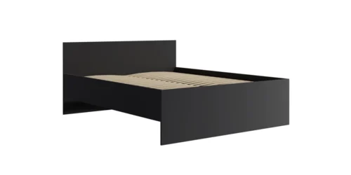 „Maxione“ lova 160×200 cm, juoda, tobula miegamojo lova minimalistinio išdėstymo mėgėjams, aukšta patogi galvos atrama
