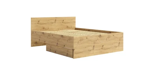 „Maxione“ lova 160×200 cm, ištraukiamo stalčiaus formos, ąžuolinė patalynės dėžė, puikiai tinkanti miegamajam, aukštas galvūgalis