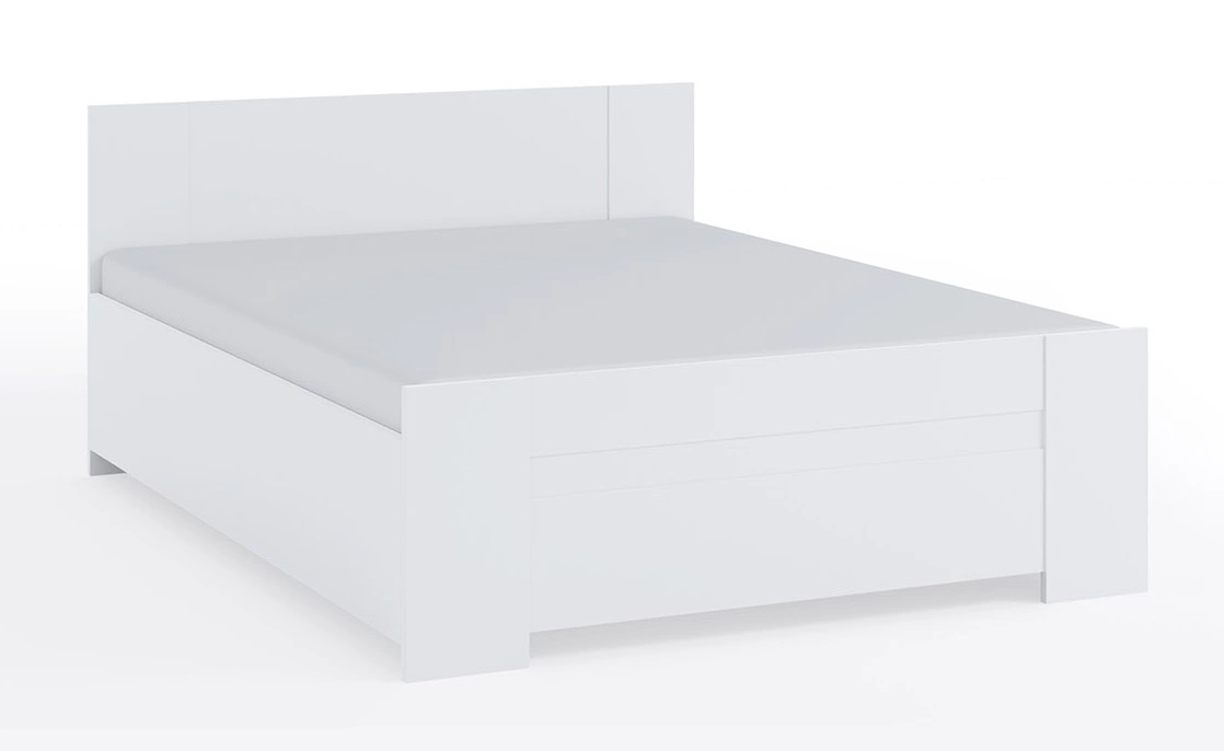 Riko lova 160x200 cm su patalynės dėže, balta, tobula lova miegamajam, kraštai apdailinti ABS fanera, nesenstantis dizainas