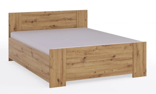 Riko lova 160×200 cm su patalynės dėže, dirbtinio ąžuolo, tobula lova miegamajam, kraštai apdailinti ABS fanera, nesenstantis dizainas