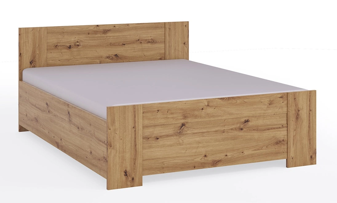 Riko lova 160x200 cm su patalynės dėže, dirbtinio ąžuolo, tobula lova miegamajam, kraštai apdailinti ABS fanera, nesenstantis dizainas