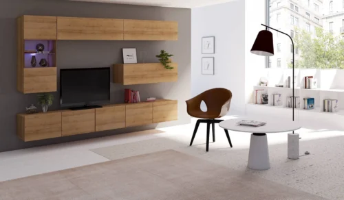 „Apulia IV“ auksinio ąžuolo sieninė spintelė – išskirtinai stilinga, paprastų formų, tinkanti bet kokiam interjerui