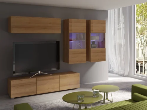 Apulijos VI auksinio ąžuolo sieninė spintelė – išskirtinai stilinga, paprastų formų, tinkanti bet kokiam interjerui