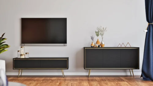 Nevea sieninė spintelė juodo grafito spalvos elegantiški svetainės baldai su išraiškingomis spalvomis ir formomis be rankenėlių, praturtintomis dizainerio braižu