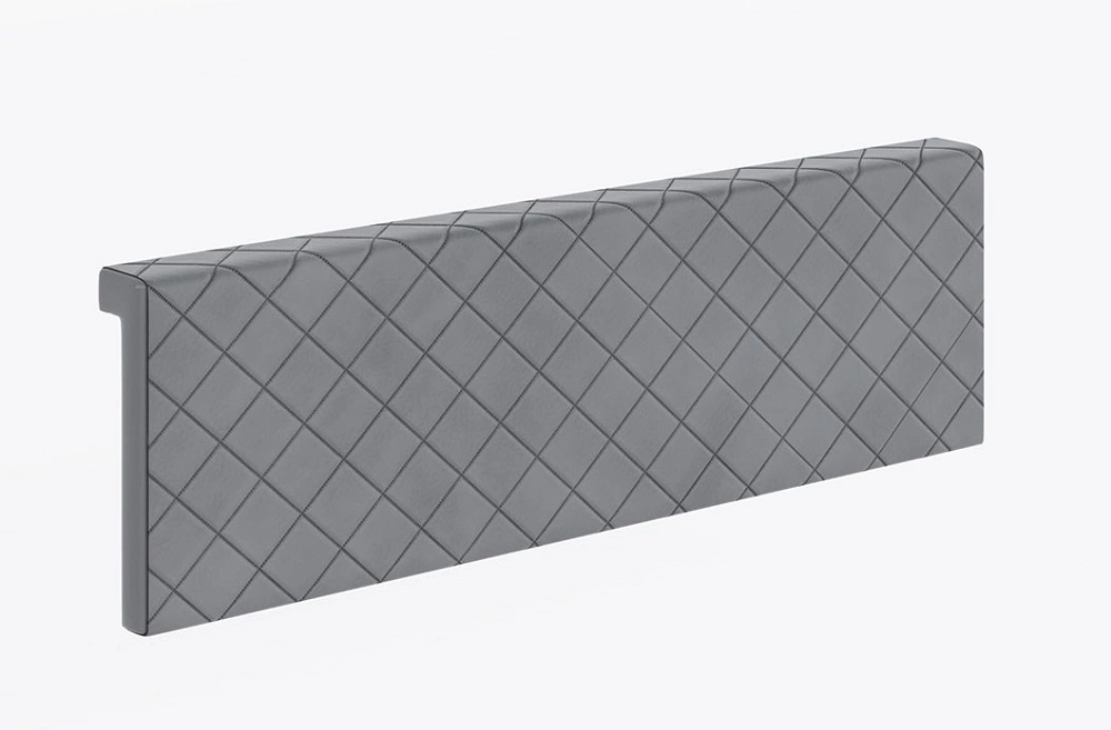 Minkštas galvūgalio užvalkalas „Rico“ lovai, pelenų pilkos spalvos, funkcionalus ir patogus lovos papildymas, dygsniuotas galvūgalis