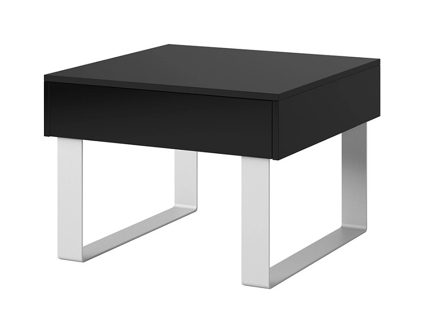 „Apulia“ kavos staliukas, 63 cm, juodas, su stalčiumi, unikalaus dizaino, paprastos konstrukcijos, vandeniui atsparus stalviršis