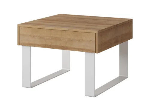 „Apulia“ kavos staliukas, 63 cm, auksinio ąžuolo spalvos, su stalčiumi, unikalaus dizaino, paprastos konstrukcijos, atsparus išsiliejimui paviršius