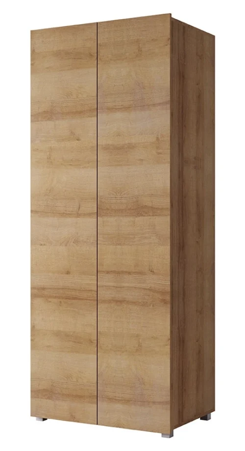 „Apulia“ dviejų durų spinta, 80 cm, auksinio ąžuolo, minimalistinio dizaino, paprastų formų, puikiai tinkanti miegamajam ar prieškambariui