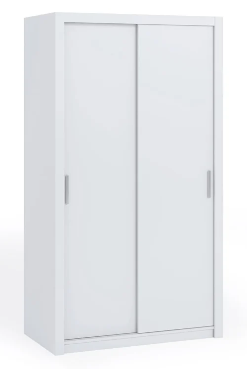 „Rico“ stumdoma spinta, 120 cm, balta, funkcionalus baldas, klasikinės formos, ideali spinta miegamajam ar prieškambariui