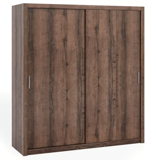 Rico stumdoma spinta 200 cm, vienuolyno ąžuolas, erdvi spinta miegamajam, persirengimo kambariui ar prieškambariui, klasikinė forma su geometrinėmis figūromis