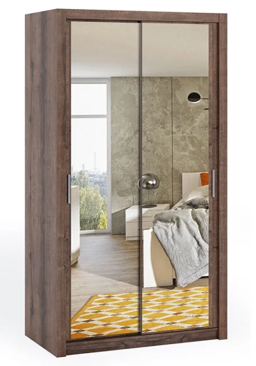 Rico stumdoma spinta su veidrodžiu 120 cm, vienuolyno ąžuolas, funkcionalus klasikinio stiliaus baldas, ideali spinta miegamajam ar persirengimo kambariui