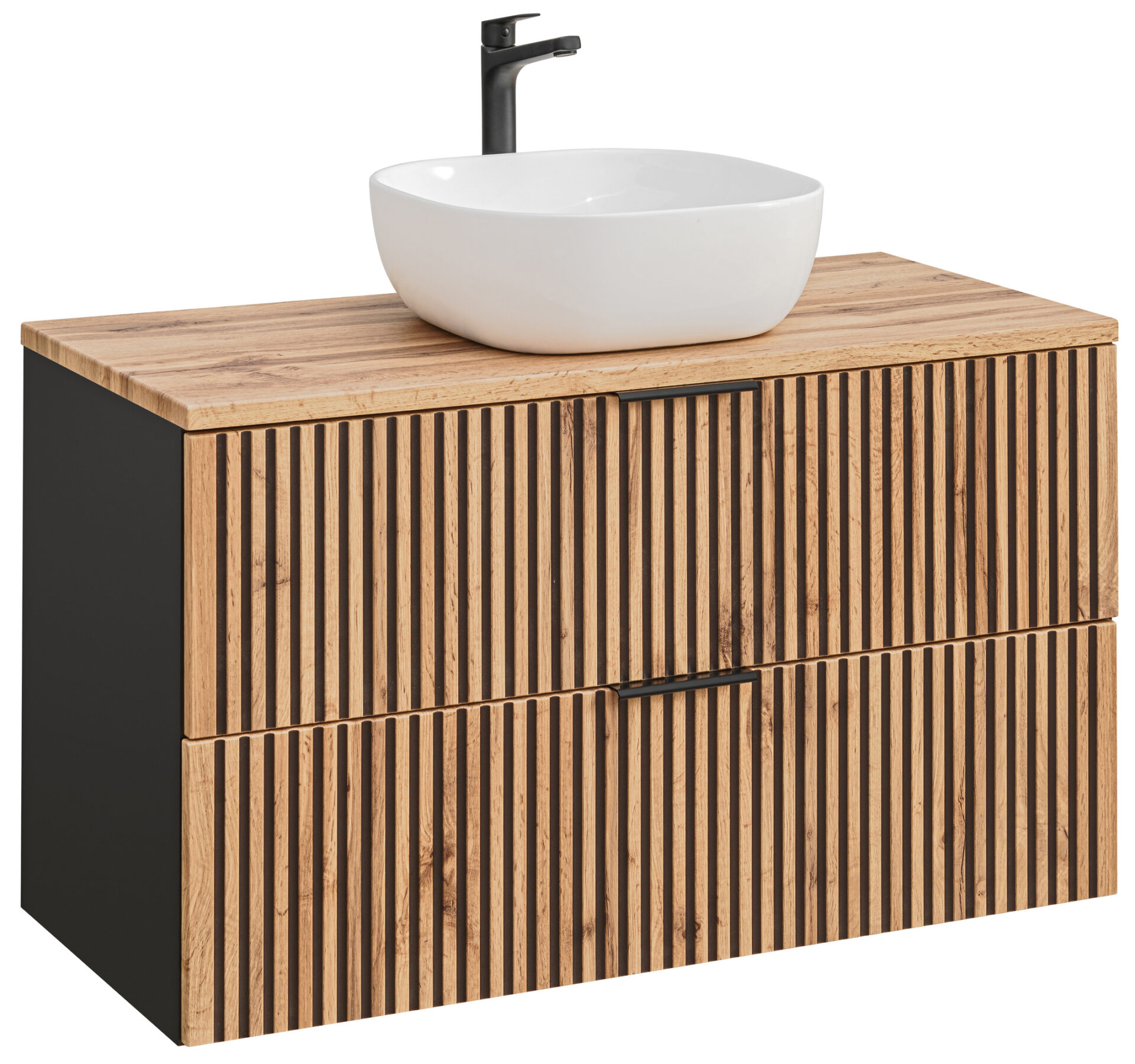 100 cm Xilo juoda Wotan spintelė su SMILE praustuvu