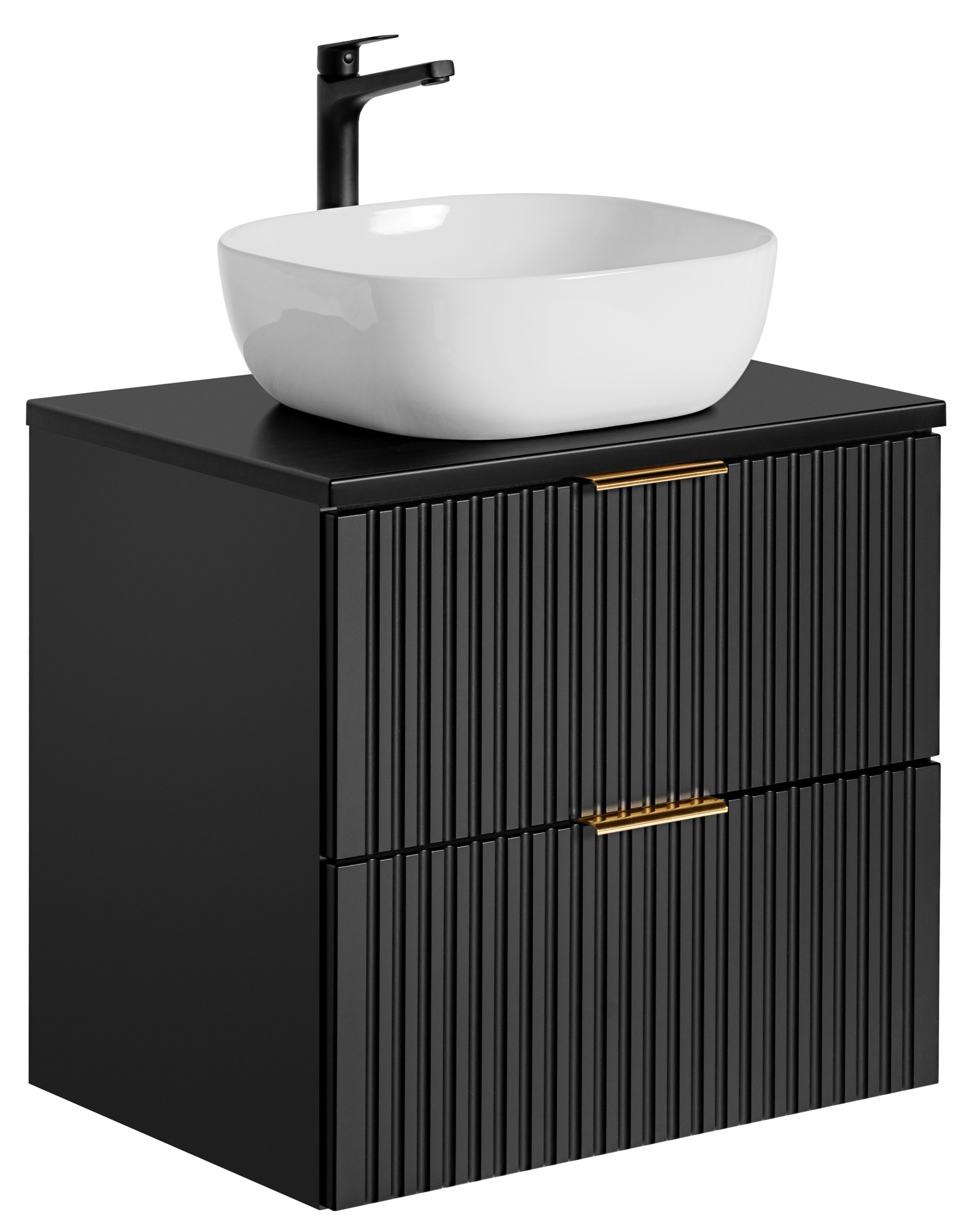 60 cm ADEL BLACK spintelė su stalviršiu ir SMILE praustuvu