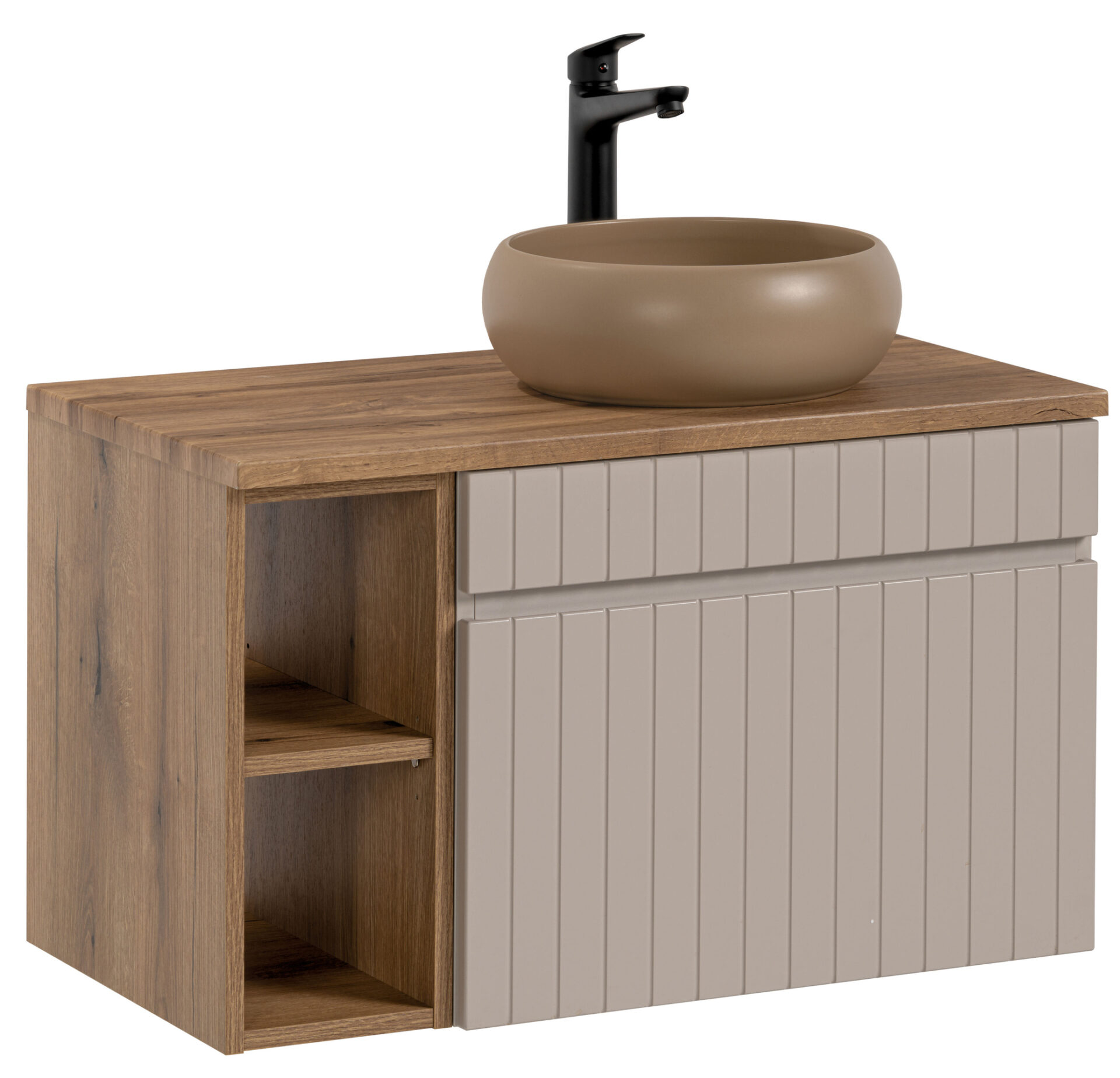 IKONIŠKA KAŠMYRO 60 cm spintelė su WIKI MC praustuvu ir lentyna