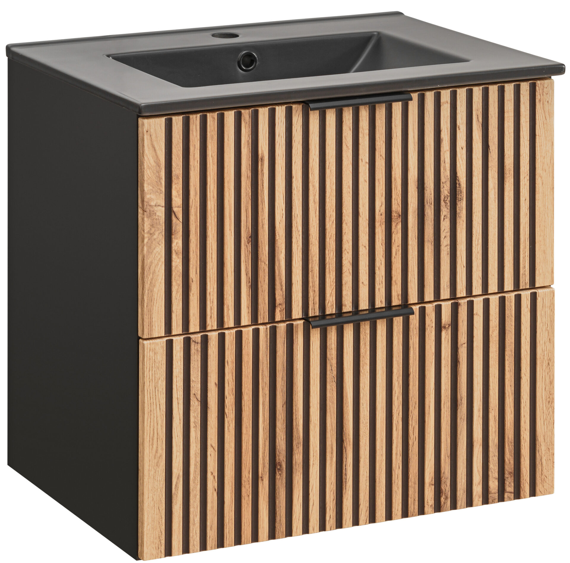 60 cm Xilo juoda Wotan spintelė su juodu praustuvu