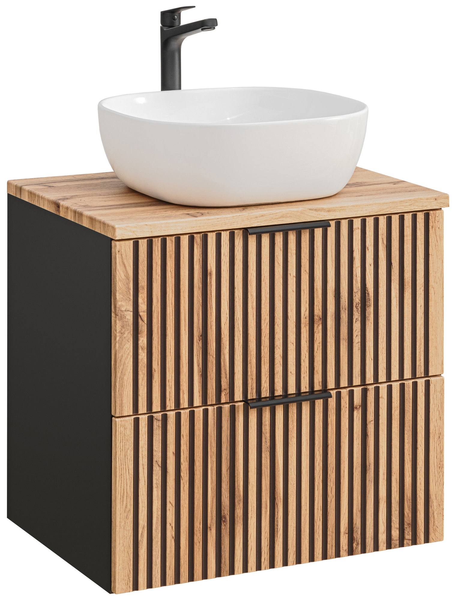 60 cm Xilo juoda Wotan spintelė su SMILE praustuvu