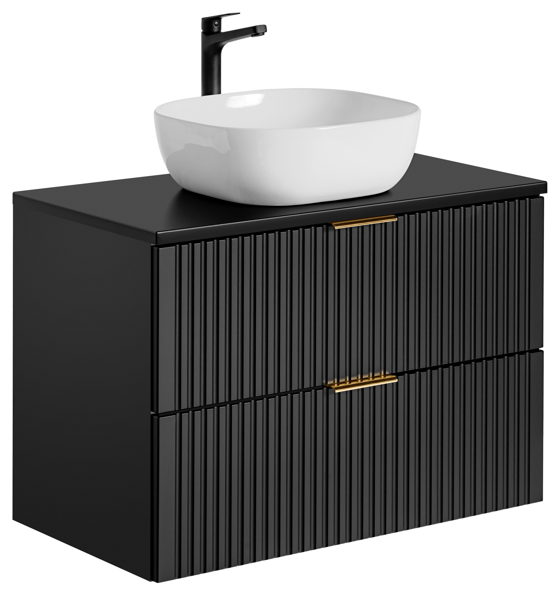 80 cm ADEL BLACK spintelė su stalviršiu ir SMILE praustuvu