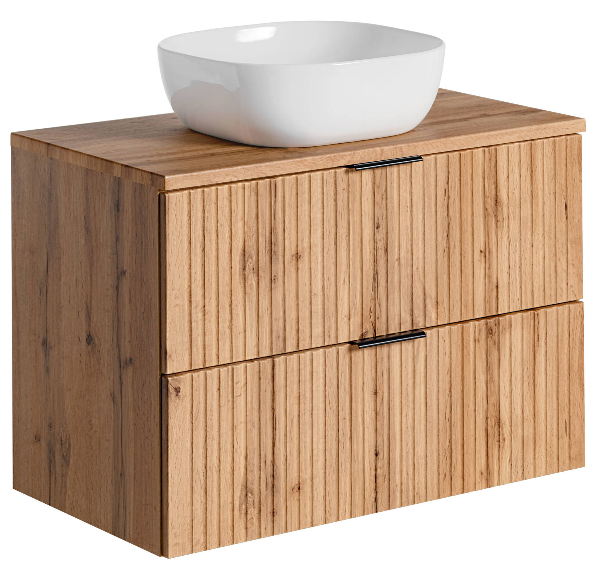 80 cm ADEL ĄŽUOLINĖ spintelė su SMILE praustuvu