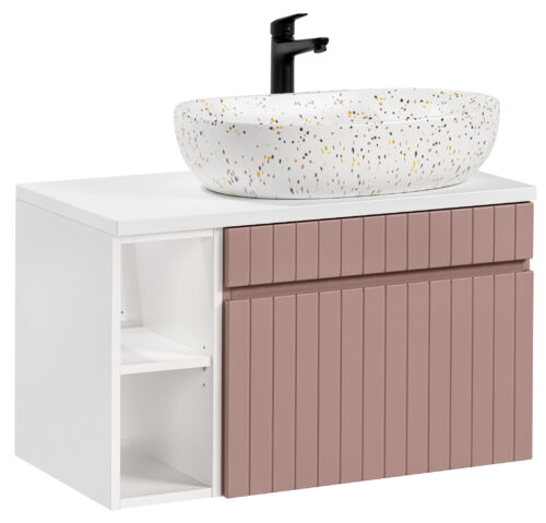 ICONIC ROSE 80 cm spintelė su LILI MW21 praustuvu ir lentyna