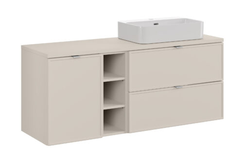 Bella Cashmere 140 cm spintelė su stalviršiu ir Trust praustuvu