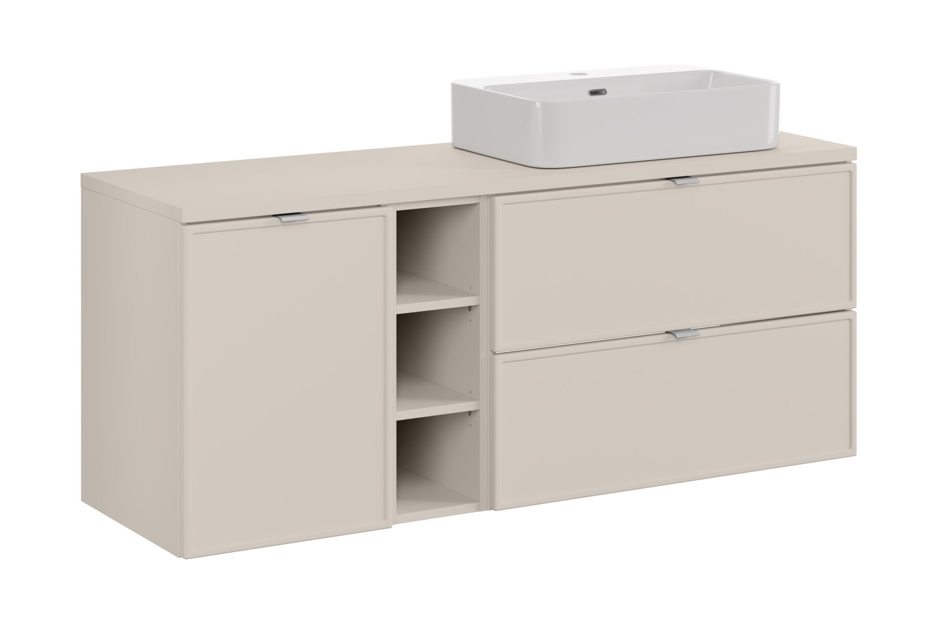 Bella Cashmere 140 cm spintelė su stalviršiu ir Trust praustuvu