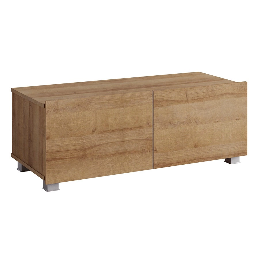 „Apulia“ televizoriaus spintelė, 100 cm, auksinio ąžuolo spalvos, su pakabinimo galimybe, minimalistinis dizainas, paprastos formos, tinkanti bet kokiam interjerui