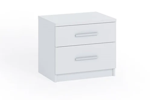 Baltas naktinis staliukas su stalčiais „Rico“ – funkcionalus, nesenstančio dizaino baldas, tobulas staliukas miegamajam