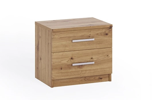 „Rico Artisan Oak“ naktinis staliukas su stalčiais yra funkcionalus, nesenstančio dizaino baldas, tobulas staliukas miegamajam