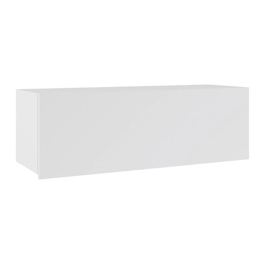 „Apulia“ sieninė spintelė 105 cm, balta blizgi, minimalistinio dizaino, stilinga spintelė svetainei, paprastos formos, tinka bet kokiam interjerui