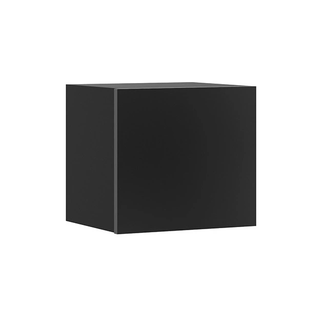 „Apulia“ sieninė spintelė, 34 cm, juoda blizgi, minimalistinio dizaino, stilinga spintelė svetainei, paprastos formos, tinka bet kokiam interjerui