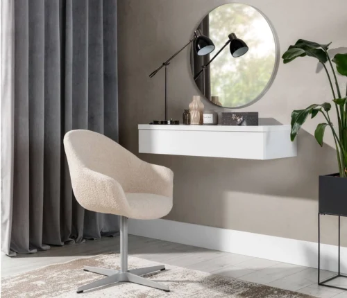 „Navene“ tualetinis staliukas, 100 cm, baltas blizgus, funkcionalus ir universalus aksesuaras, kuris leis lengviau susitvarkyti kosmetiką ir smulkius daiktus, stilingas tualetinis staliukas su veidrodžiu