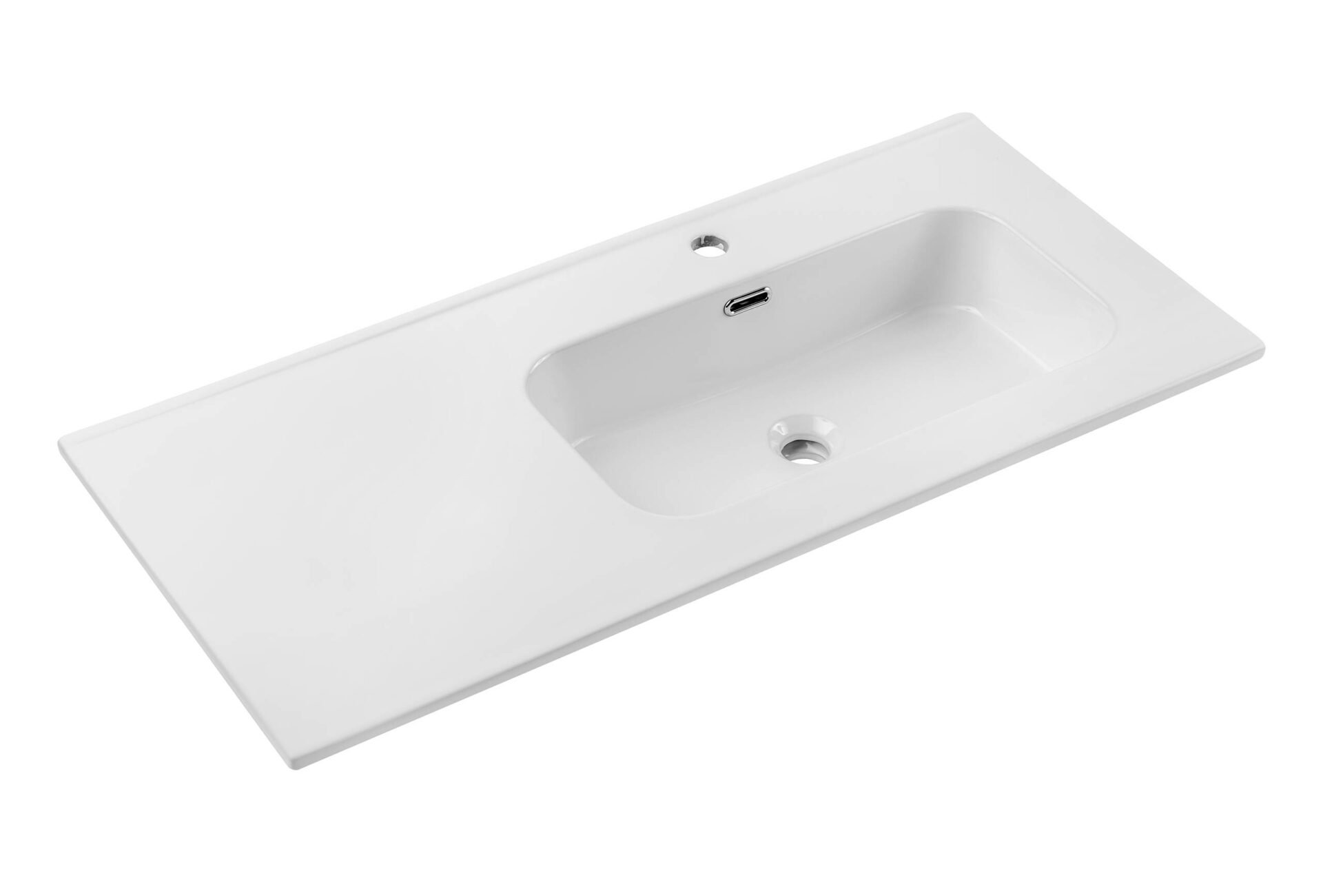 Keraminis baldų praustuvas 100 cm, dešininis, GO 2, 100CM, R, DP E-8095-100R, blizgi balta spalva