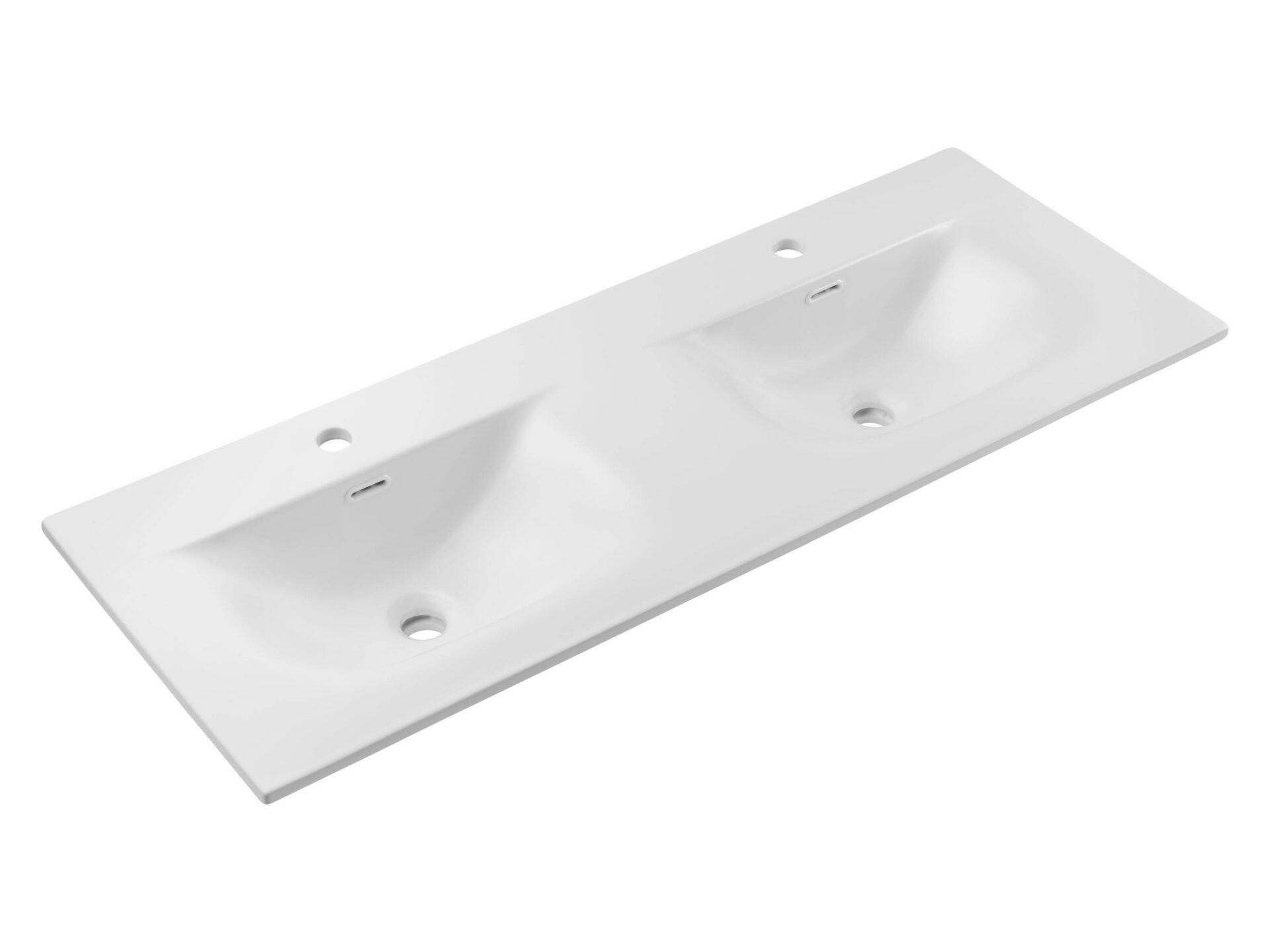 Keraminis praustuvas baldams, 120 cm, dvigubas dubuo, SKY 1, 120D matinė balta, E-8099-120D matinė balta