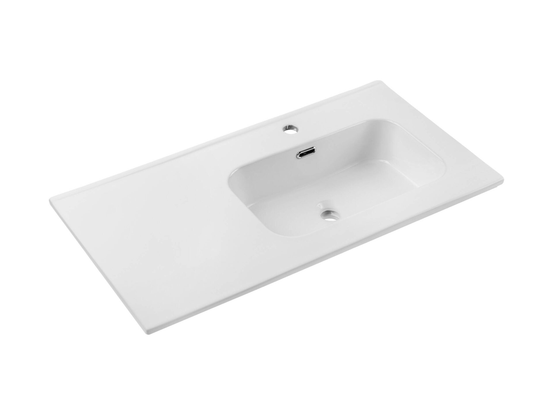 Keraminis baldų praustuvas 90 cm, dešininis, GO 2 90CM R DP E-8095-90R blizgi balta