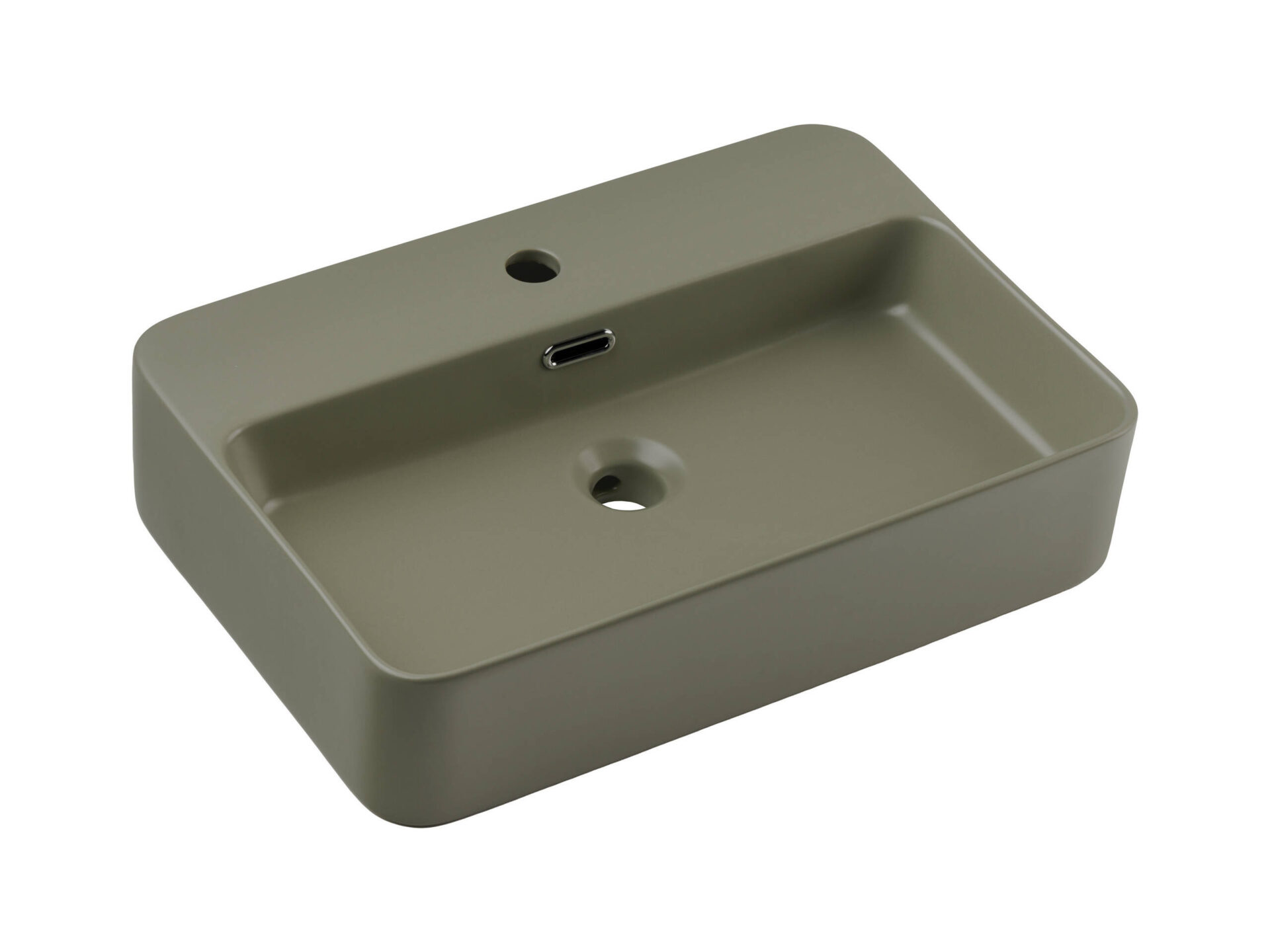 TRUST 2 OLIVER GREEN E-6282 keraminis stalviršinis praustuvas, matinės žalios spalvos
