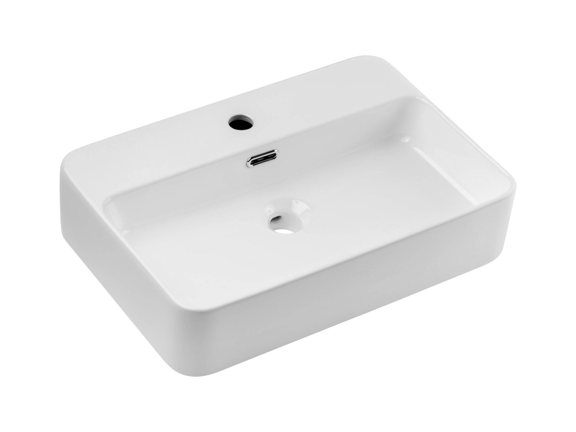 TRUST 2 WHITE E-6282 Baltas blizgus keraminis stalviršinis praustuvas