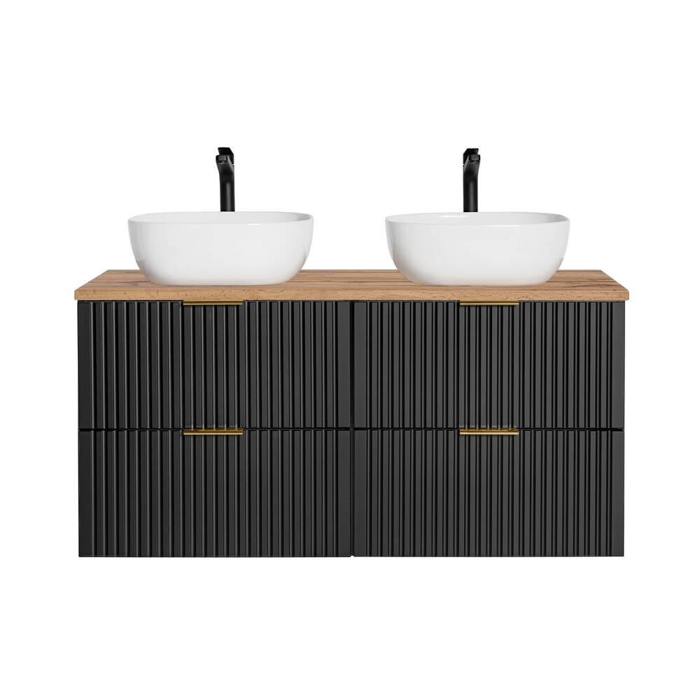 120 cm ADEL BLACK komplektas su dviguba spintele, stalviršiu ir „Smile“ praustuvais