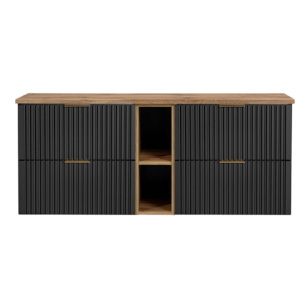 Komplektas 140 cm ADEL BLACK su dviguba spintele, apatine lentyna ir viršutine dalimi