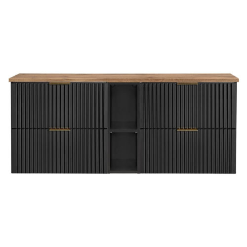 Komplektas 140 cm ADEL BLACK su dviguba spintele, apatine lentyna ir stalviršiu