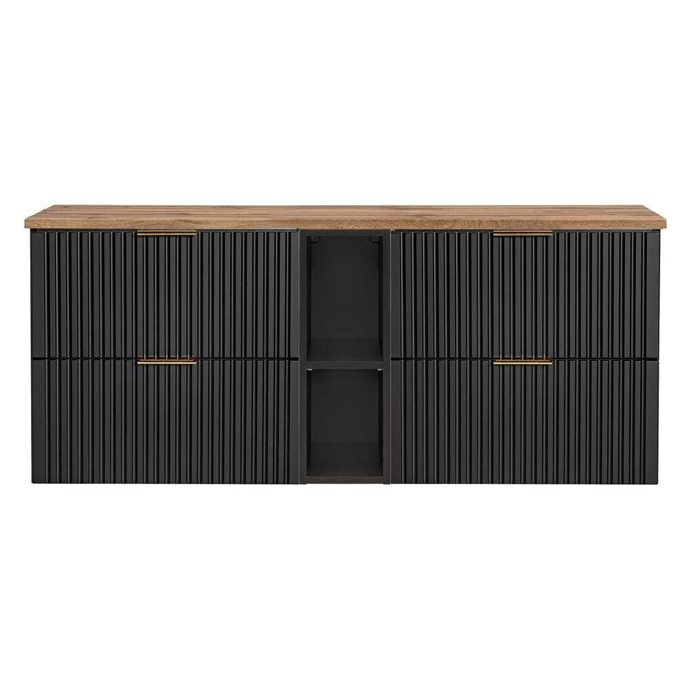 Komplektas 140 cm ADEL BLACK su dviguba spintele, apatine lentyna ir stalviršiu