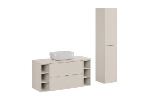 Bella Cashmere komplektas 120 cm su stalviršiu, Smile praustuvu ir kolonėle